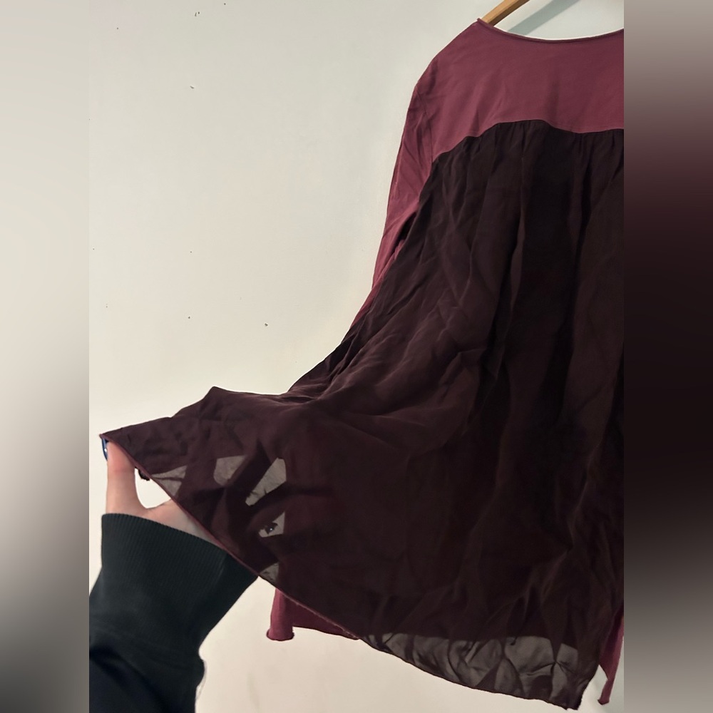 Johnny Was embroidered boho tunic with sheer back 3/4 sleeves - Picture 7 of 7